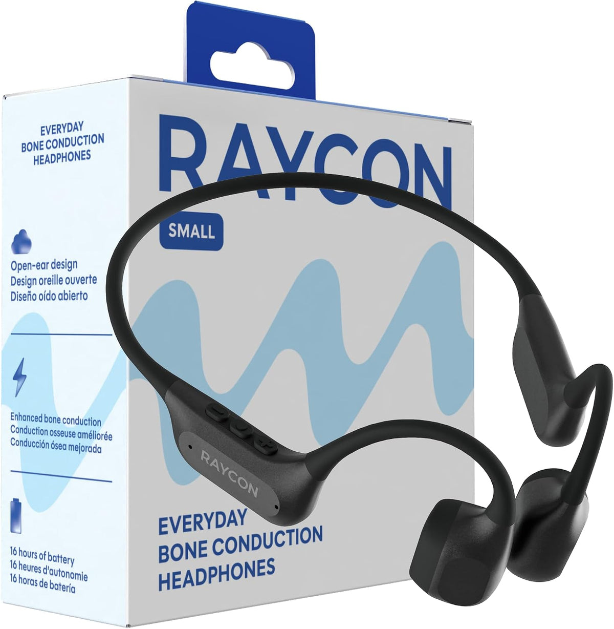 Raycon Auriculares de oreja abierta - Auriculares inalámbricos Bluetooth con gancho ajustable y doble micrófono, IPX5 resistente al agua, batería de 40 horas