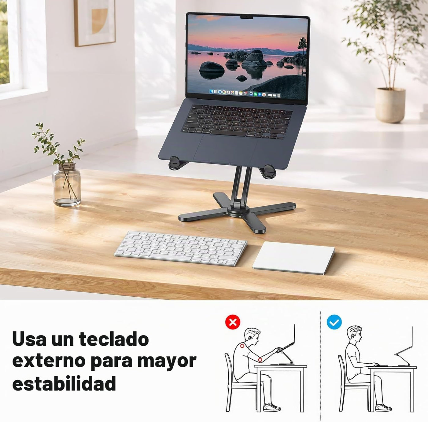 OMOTON LA10 - Soporte giratorio para portátil de 360°, plegable par...