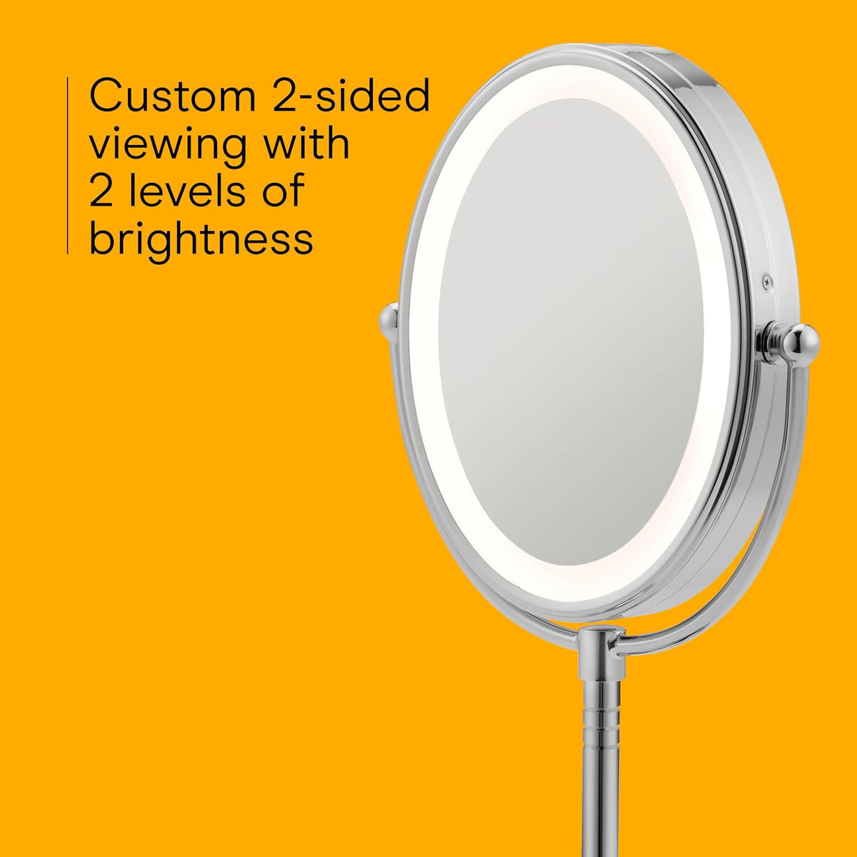 Espejo ovalado de aumento con luz LED de doble cara para maquillaje; 1 x/7 X ampliación; acabado de cromo pulido, de Conair