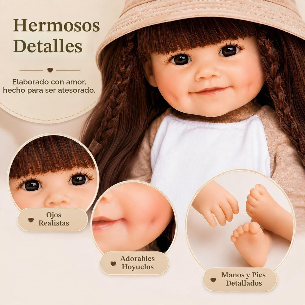 DOLLHOOD Muñecas Reborn Baby – Muñeca realista de silicona de vinilo realista de 18 pulgadas con brazos y piernas movibles completa con accesorios, gran regalo para niños (Noah James)