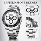 MASTOP Pagani Design Daytona Homage - Reloj de pulsera para hombre, diseño de panda, analógico, de cuarzo, con movimiento japonés, cronógrafo, de lujo, correa de silicona, impermeable, para negocios
