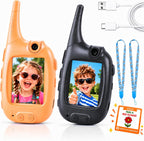 Walkie talkies de video para niños, cámara abatible y linterna, paquete de