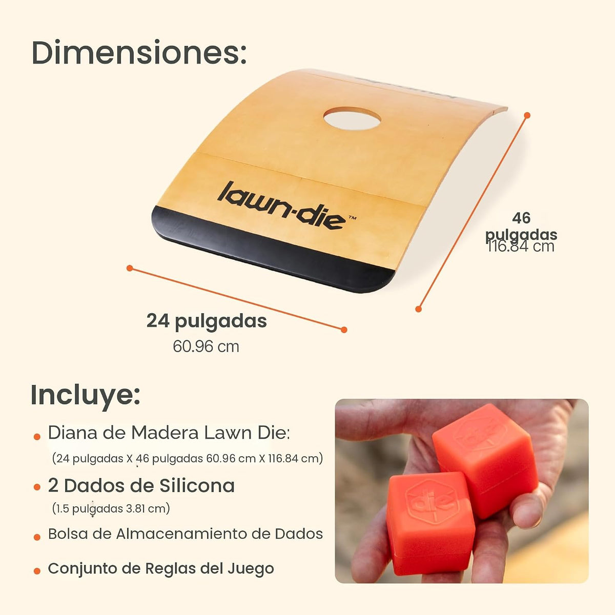Lawn Die Toss Game Board, 24 x 26 en, 2 Dice, Beach & Lawn Game para Adults