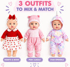 AuntyFey Juego de muñecas de bebé de 12 pulgadas, moisés para muñeca con