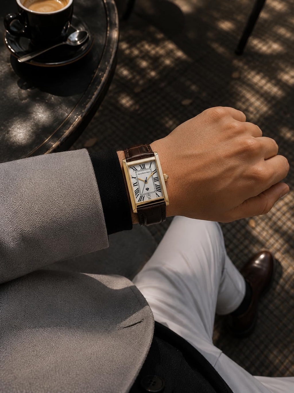 PIERRE RICHARDSON PR2091 Reloj de lujo para hombre - Reloj de cuarzo de acero inoxidable, resistente al agua 5ATM, cristal de zafiro resistente a los arañazos, correa de cuero, reloj para hombre