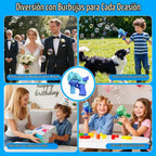 Paquete de 2 pistolas de burbujas recargables con solución de 4 botellas, pistolas sopladoras de burbujas con luces LED para niños pequeños de 3 a 12 años, juguete de verano, recuerdos de fiesta