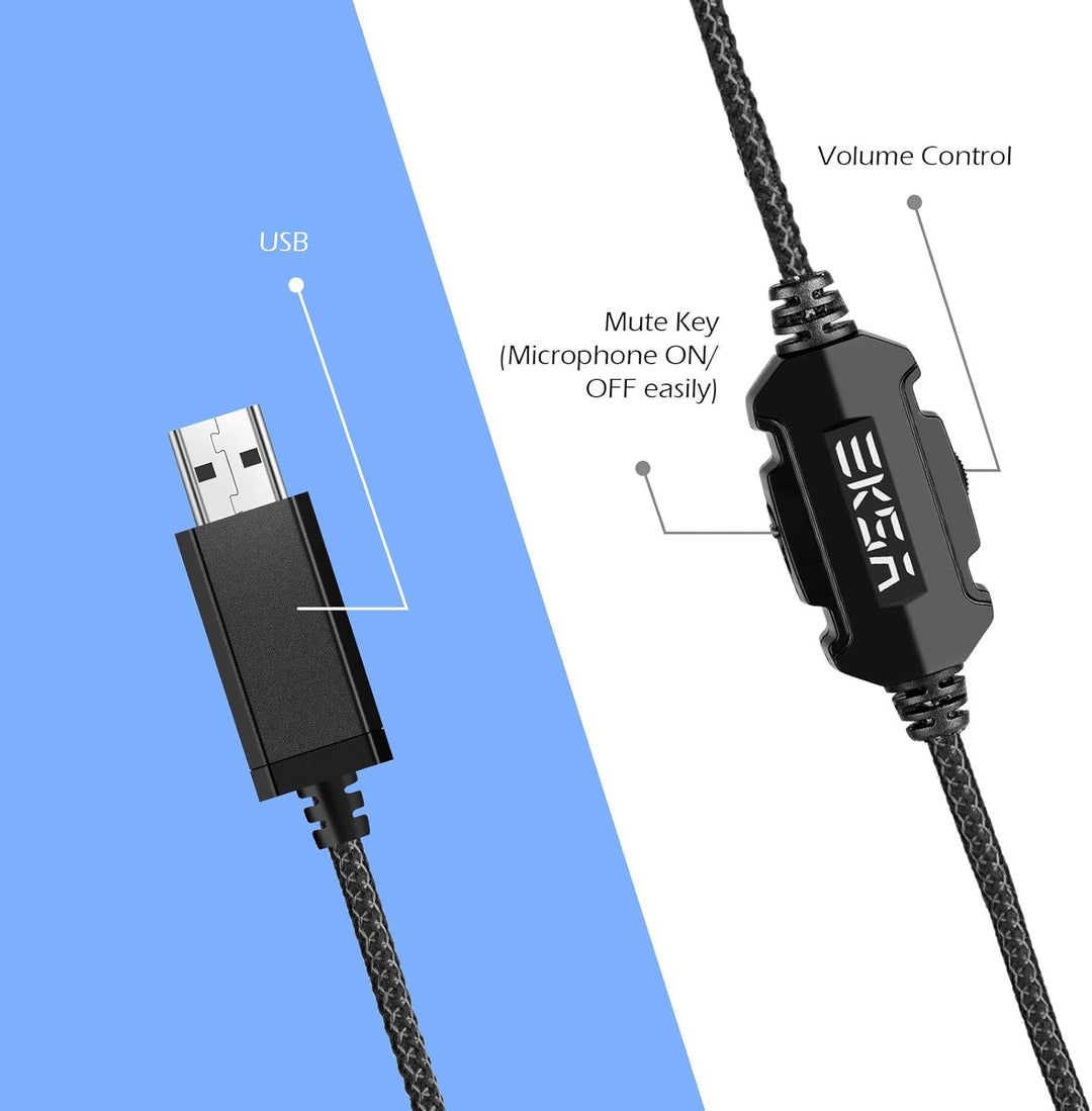 EKSA E1000 - Auriculares para juegos, auriculares de computadora co...