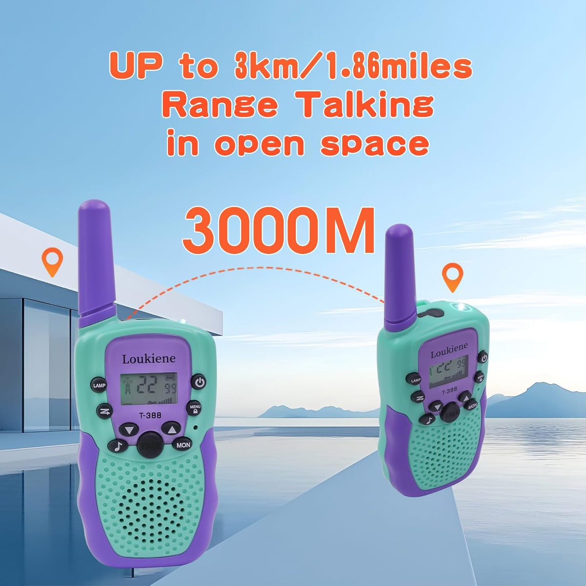LOUKIENE Walkie Talkies para niños de 22 canales de radio de 2 vías...