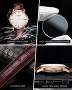 Reloj de vestir minimalista para hombre, clásico movimiento de cuarzo japonés, reloj de pulsera casual de negocios con ventana de fecha única, resistente a los arañazos