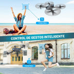 Dron con cámara de 1080P para principiantes y adultos, cuadricóptero plegable con control remoto y control de voz, opción de gestos para tomar selfies, control de altitud, inicio con una tecla