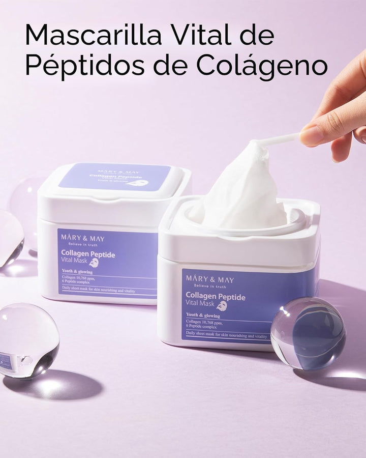 Mary&amp;May Máscara vital de péptido de colágeno (30 hojas) \u2013...