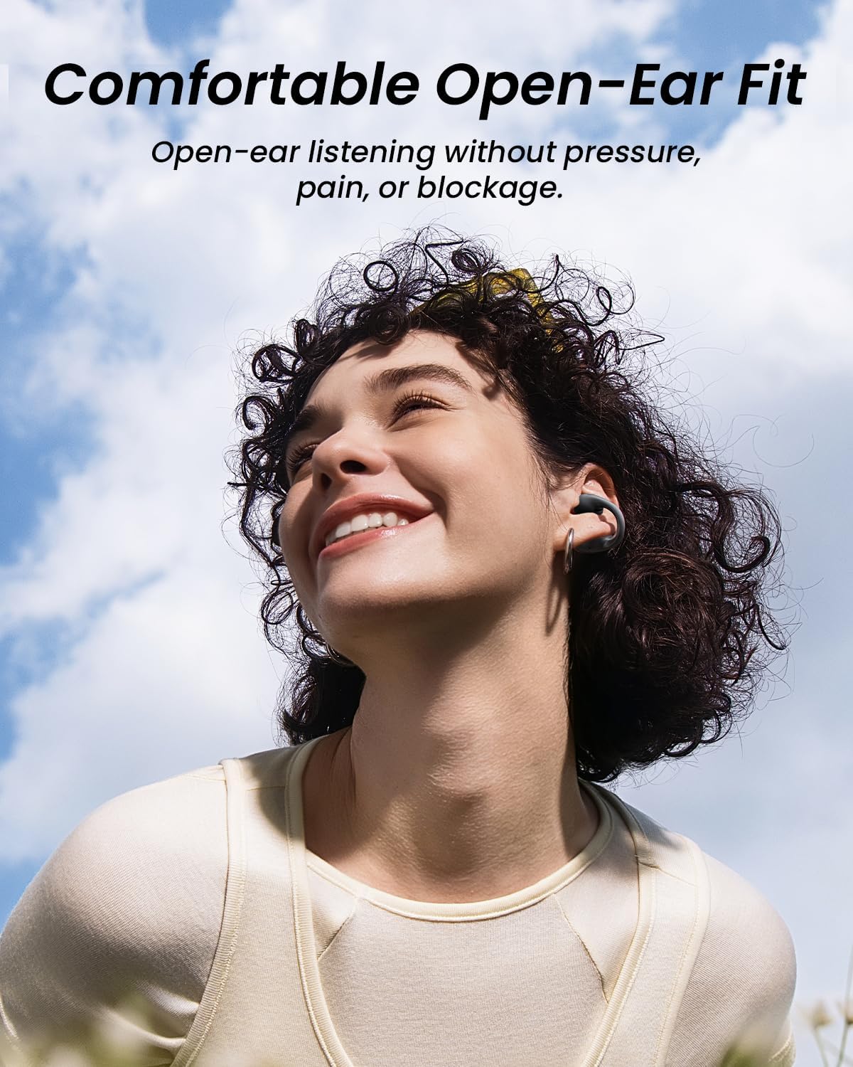 Baseus Auriculares de oreja abierta con clip, comodidad suave en la nube para llevar, audio de alta resolución con graves potentes, llamadas claras AI 4 micrófonos, IP55 impermeable, tiempo de