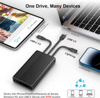 ySky Disco duro externo portátil con certificación MFi de 1 TB para iPhone, iPad, MacBook, Windows, computadora, USB C, teléfonos Android para respaldo, 1TB Photo Stick para iPhone 17/16/15/14/13 (copia de seguridad automática)