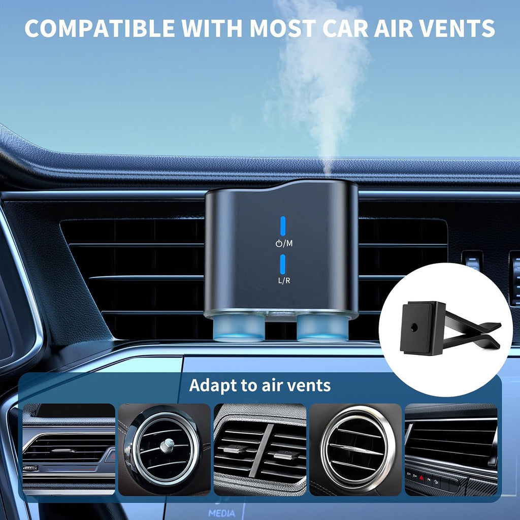 Kit de difusor de coche sin agua con 4 aceites aromáticos, ambientador de aromaterapia inspirado en hoteles de lujo para automóvil, vehículo, oficina y espacios pequeños (negro, fragancia de hotel)