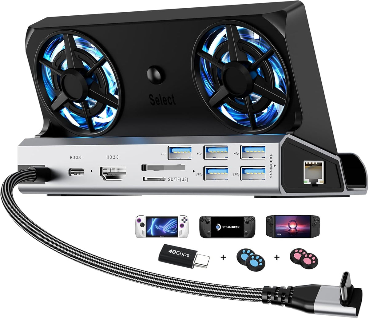 YCE 13 en 1 Base de vapor para Switch/ROG Ally/Legion Go