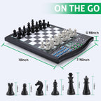 Tablero de ajedrez electrónico Talking Chess Academy, tablero de ajedrez inteligente con sistema de enseñanza de voz, juego de ajedrez para computadora con piezas magnéticas fuertes, 1-2 jugadores, juego de ajedrez electrónico - Viaje portátil simple
