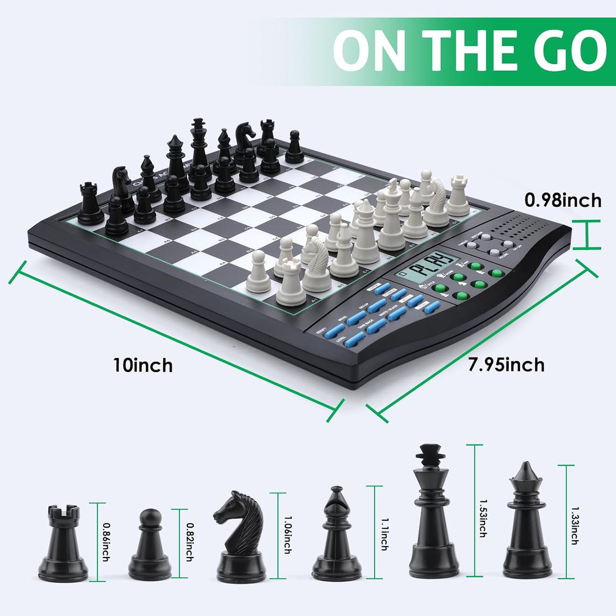 Tablero de ajedrez electrónico Talking Chess Academy, tablero de ajedrez inteligente con sistema de enseñanza de voz, juego de ajedrez para computadora con piezas magnéticas fuertes, 1-2 jugadores, juego de ajedrez electrónico - Viaje portátil simple
