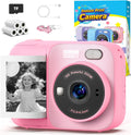 Cámara de impresión instantánea para niños con 5 rollos de papel de impresión, cámara HD 1080P, cámara portátil recargable para selfies, regalos de cumpleaños de Navidad, juguetes para niños y niñas