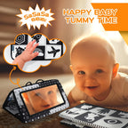 Juguetes Montessori para bebés de 0 a 6 meses, juego educativo de aprendizaje 6 en 1 para recién nacidos, regalos para niños pequeños, incluye tambor giratorio, caja de permanencia de objetos, espejo de tiempo abdominal para bebés y más