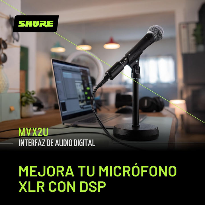 Shure MVX2U - Interfaz XLR a USB con conector para auriculares, gan...