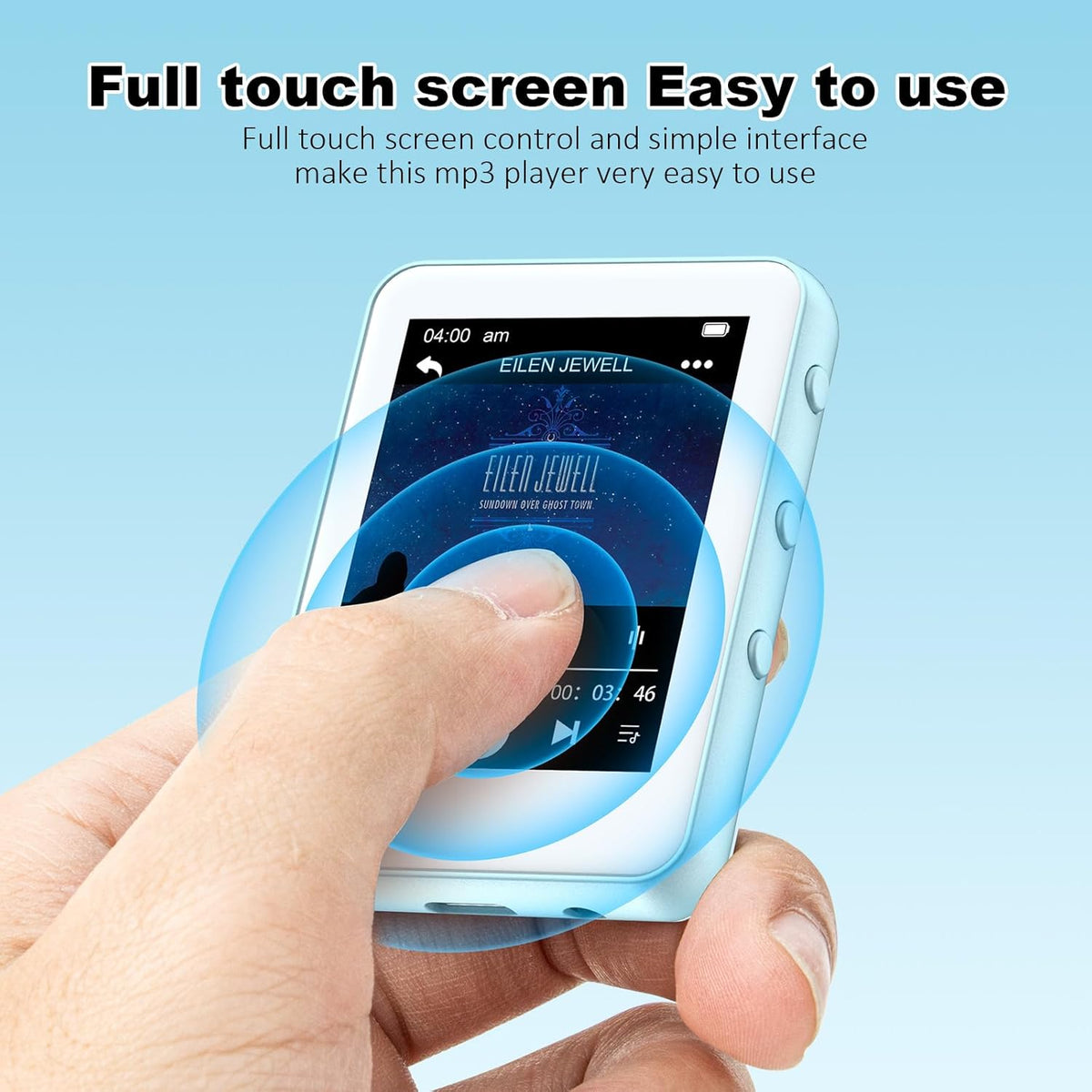 Reproductor MP3 azul claro con Bluetooth 5.3, pantalla táctil de 32...
