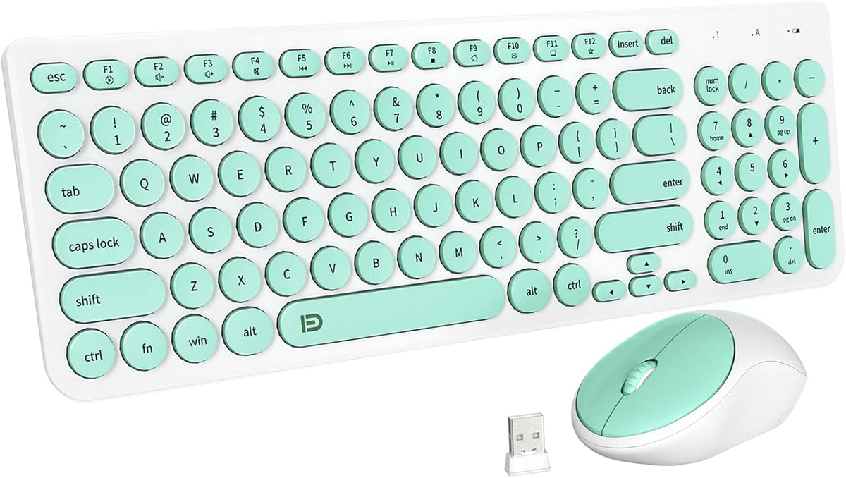 FD Combo de teclado y mouse inalámbricos, USB de 2.4 GHz, lindas te...