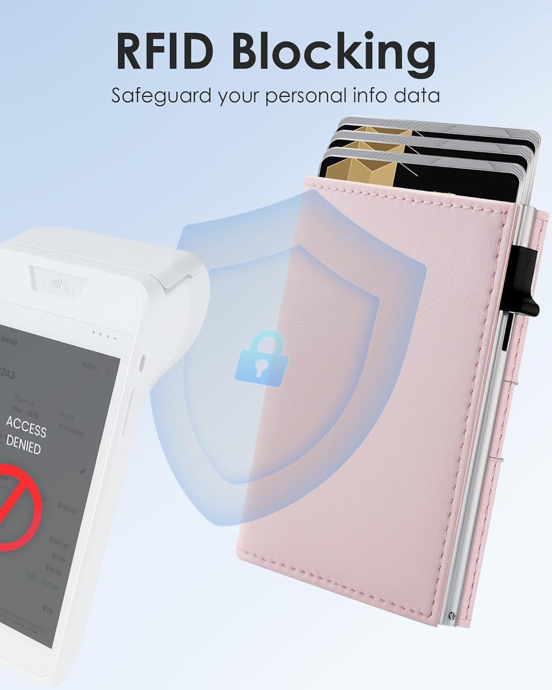 QLD Cartera RFID para mujer \u2013 Pequeña cartera delgada y triple...