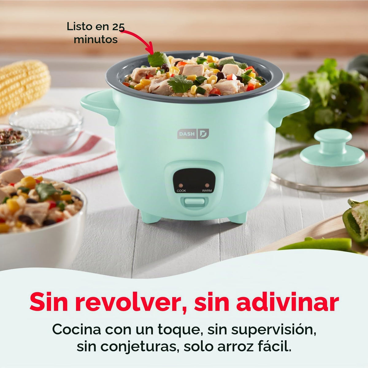 Dash Mini olla arrocera, olla antiadherente de cerámica extraíble de 2