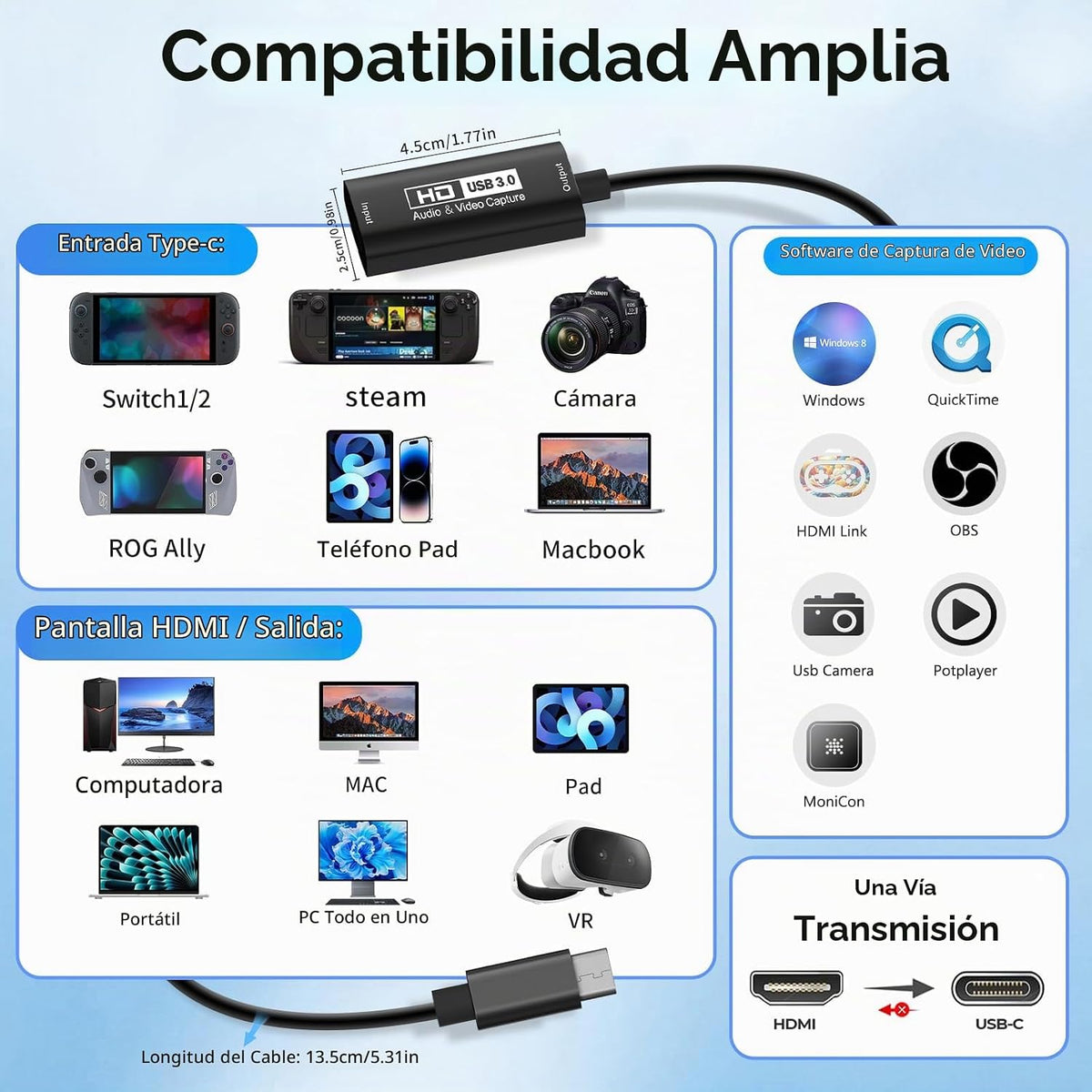 Tarjeta de captura de video, USB3.0 HDMI a dispositivo de captura