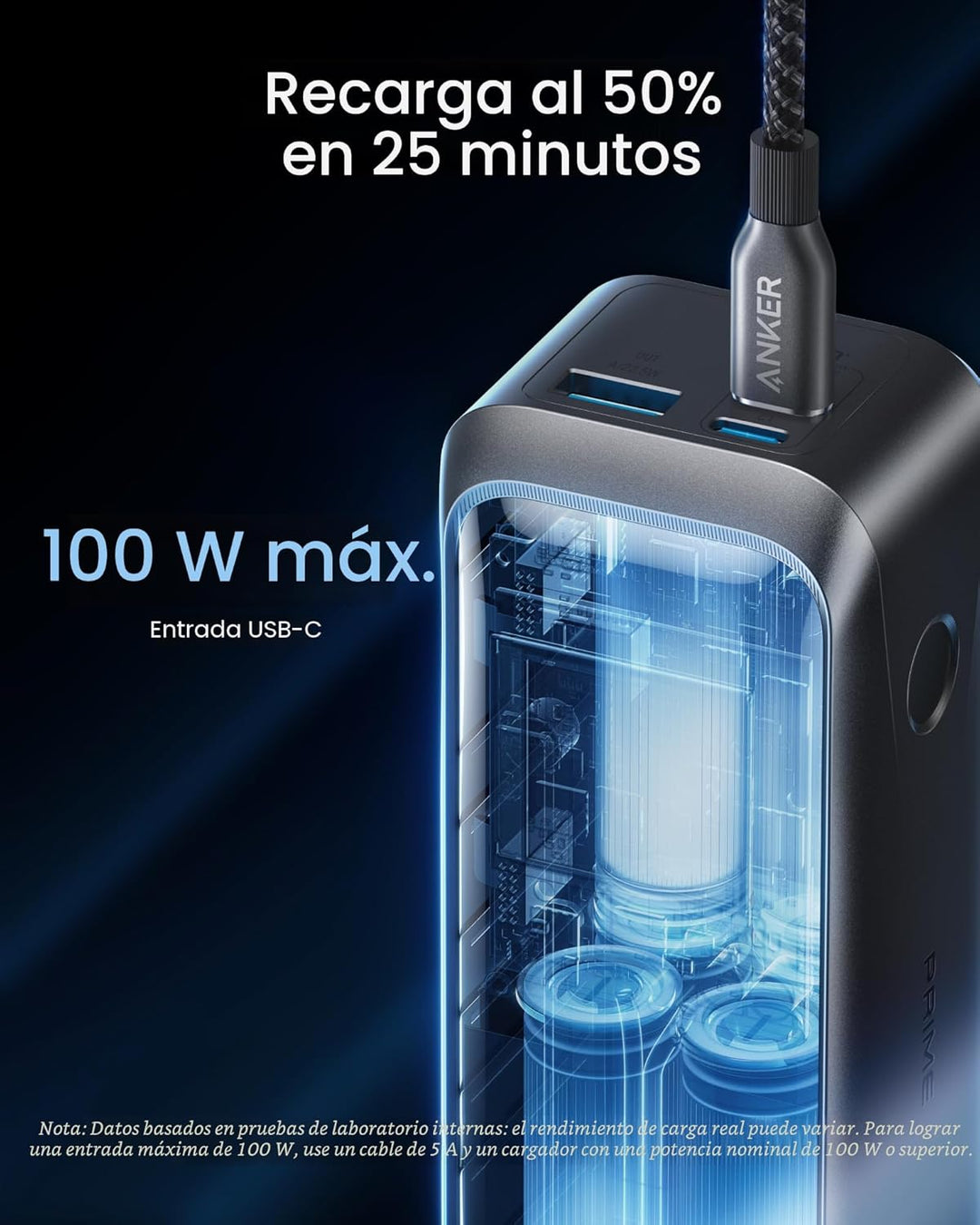Anker Prime Power Bank, cargador portátil de 3 puertos de 20,100 mA...