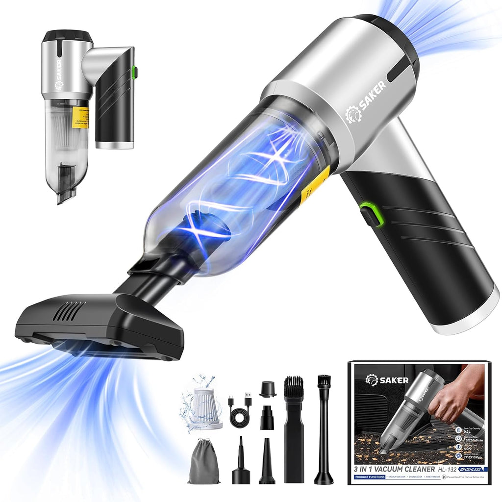 Aspiradora de Mano para Coche Saker Portátil Inalámbrica 17000Pa HL132 Negro