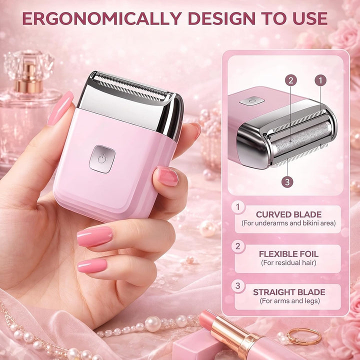 Mini afeitadora eléctrica para mujer, afeitadora recargable imperme...
