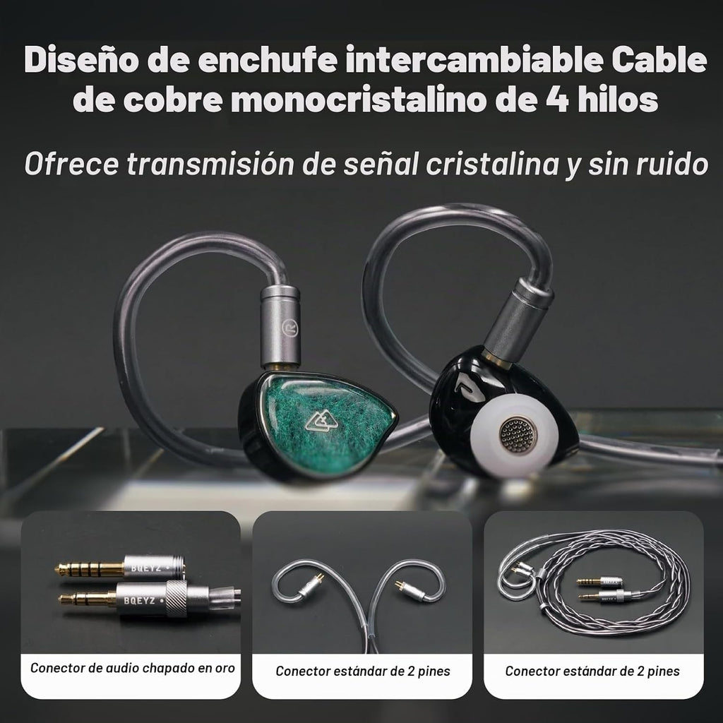 BQEYZ NI - Monitor de oído con cable, auriculares para juegos con enchufes
