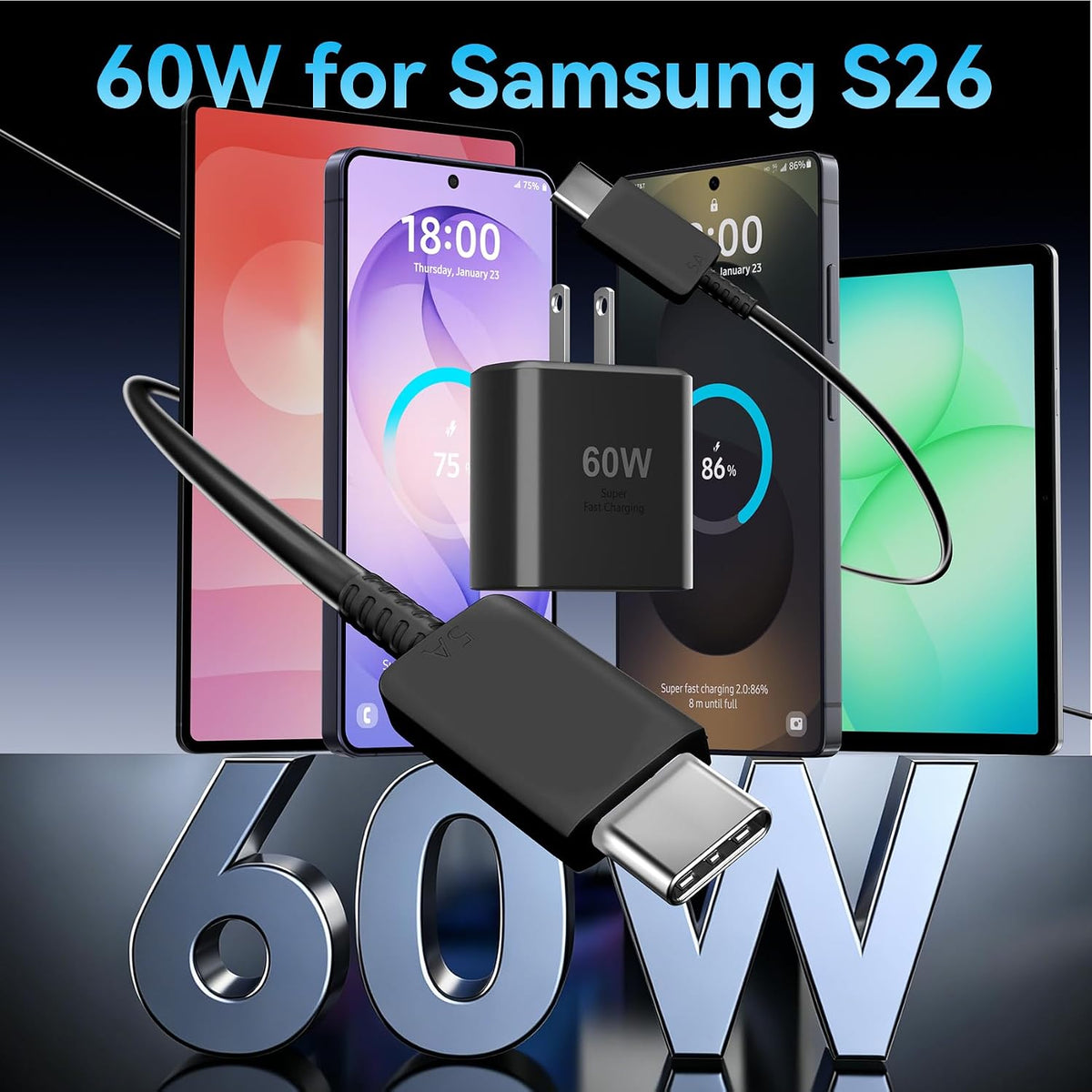 Cargador rápido estupendo USB C, tipo C cargador de teléfono Android de