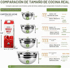 WEPSEN Batidora de mano eléctrica de 5 velocidades, juego de 4 cuencos grandes para mezclar, batidoras de mano con batidores, cuenco de metal de acero inoxidable, tazas medidoras, cucharas, batidora de pastel de cocina para suministros para hornear
