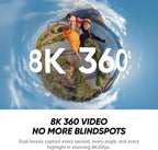 Insta360 X4 Air Paquete de snowboard - Cámara 8K 360 impermeable y ligera de 165g, Negro grafito