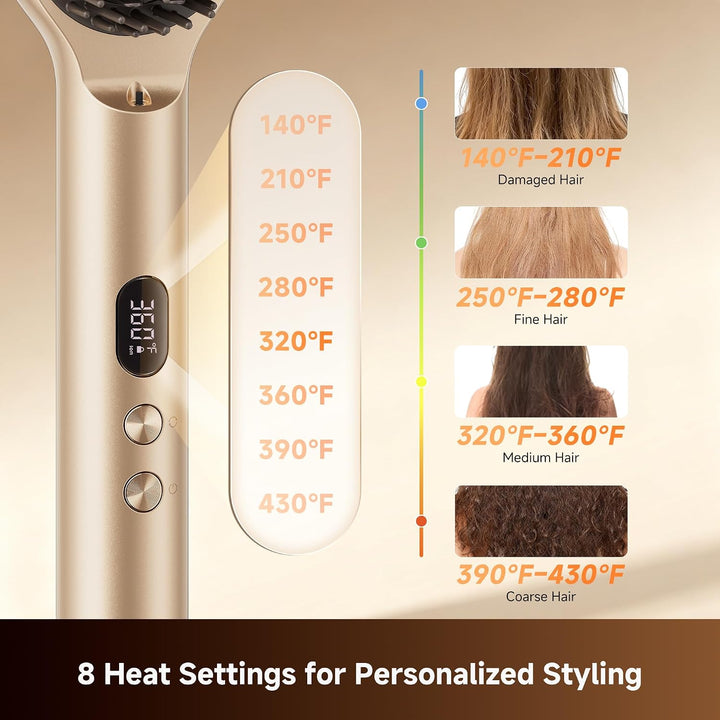 Dreame Voya Hair Straightener Brush, PTC Heating Straightening Comb...
