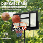DUMOS Aro de Baloncesto Portátil de Altura Ajustable de 10 Pies para Exteriores para Adultos, Tablero Irrompible de 44 Pulgadas con Aro Absorbente de Impactos, Base Rellenable, 2 Ruedas para Piscina