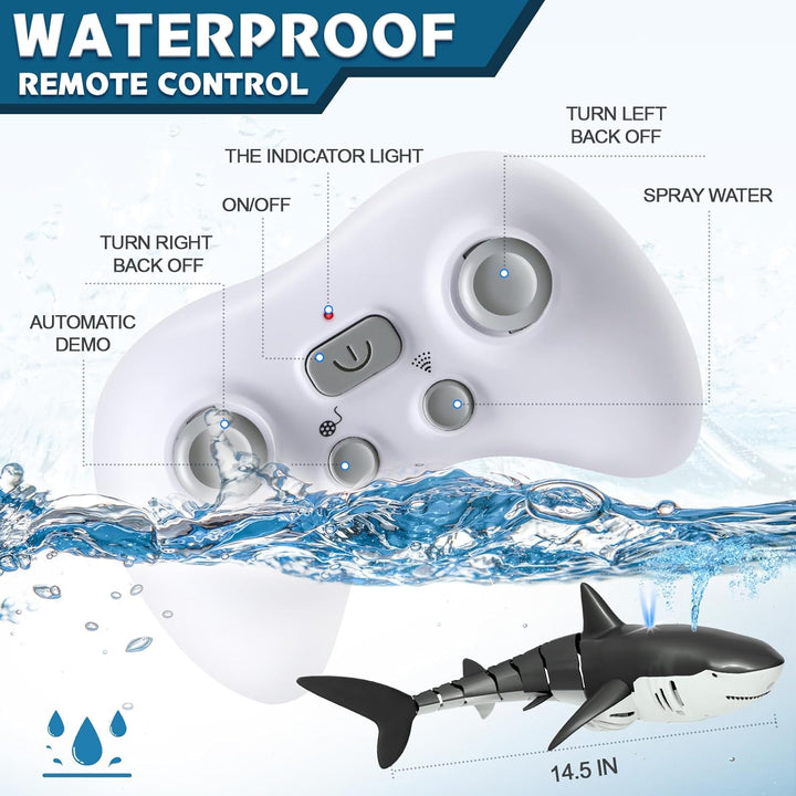 Playtigo Juguetes de piscina de tiburón con control remoto de 2.4 G...