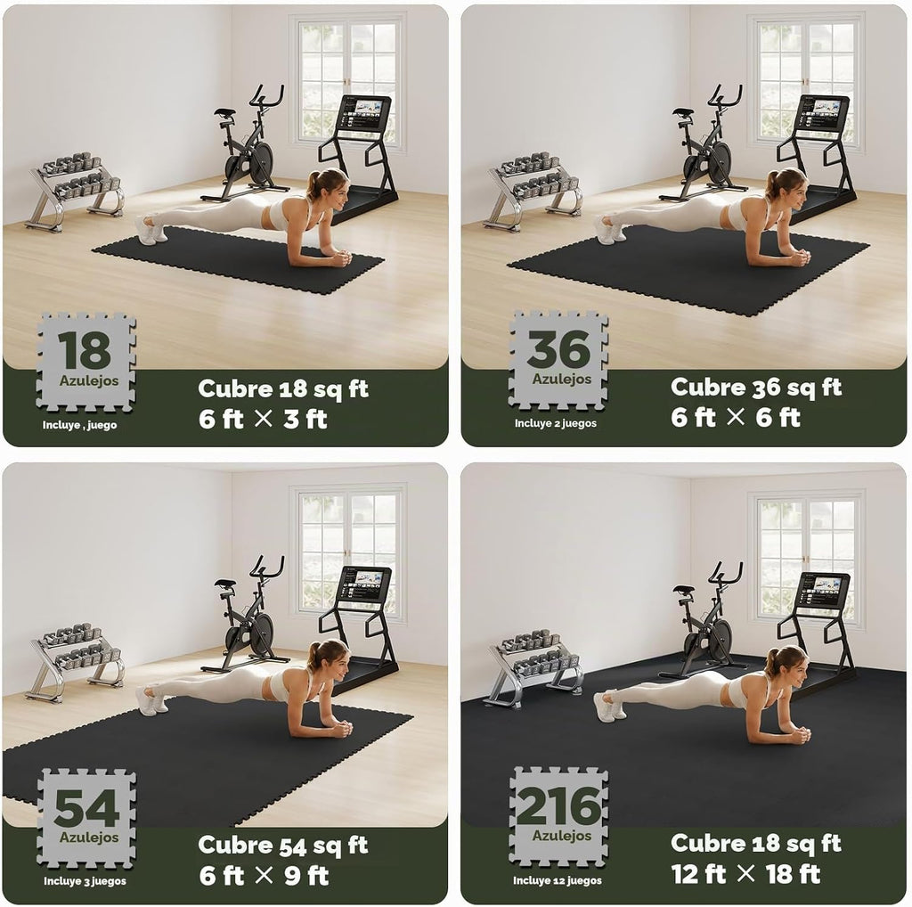 AIRHOP 18 Azulejos Tapete de Piso de Gimnasio, Tapete de Gimnasio de Rompecabezas de Espuma EVA, Azulejos de Piso de Espuma Entrelazados de Alta Densidad para Gimnasio en Casa, Juego, Entrenamiento