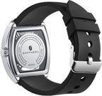 SAPPHERO Reloj para hombre, esfera de esqueleto Tonneau, caja de acero inoxidable, movimiento de cuarzo japonés, correa de silicona, reloj de pulsera deportivo y de moda, resistente a los 30M, fecha