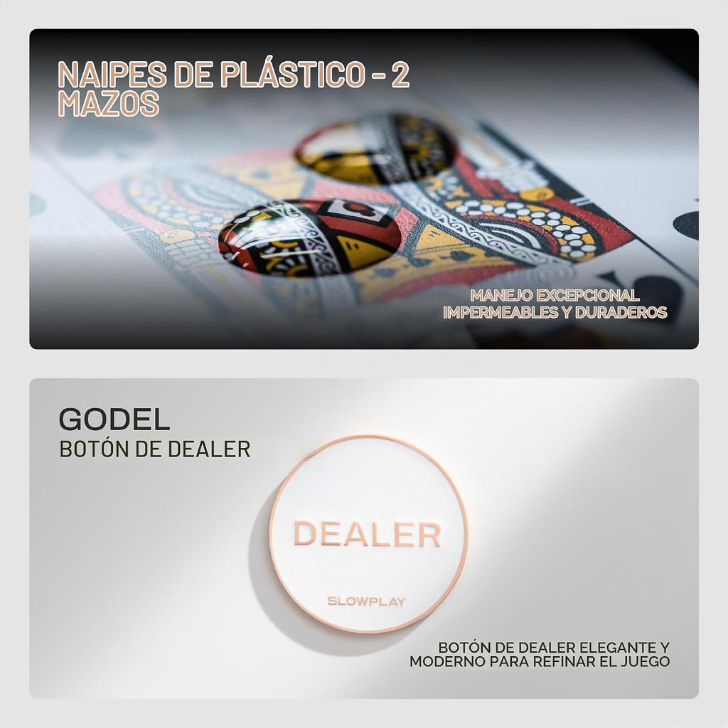 SLOWPLAY Godel Clay Poker Set, Fichas de arcilla de 14 g y 40 mm para Texas Hold'em