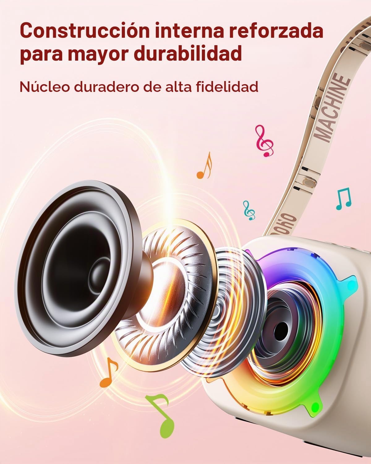 Mini máquina de karaoke con altavoz Bluetooth portátil con 2 micrófonos inalámbricos y luces de fiesta para niñas y niños, regalos de cumpleaños para fiestas familiares (vainilla)