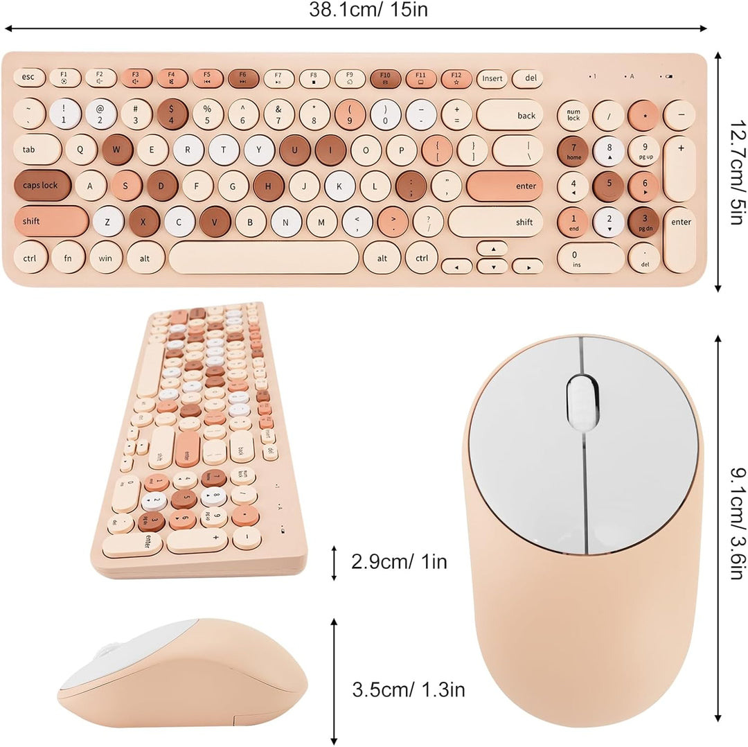 Combo de teclado y mouse inalámbricos, teclado retro de máquina de...
