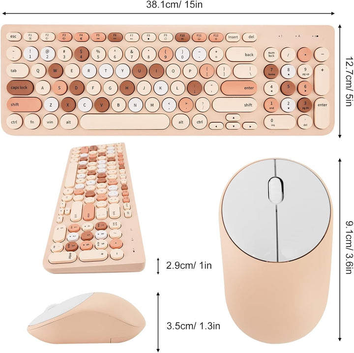 Combo de teclado y mouse inalámbricos, teclado retro de máquina de...