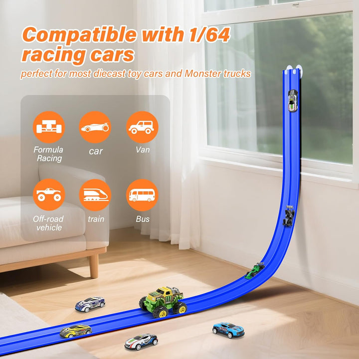 KETIEE Flex Tracks de 16 pies para niños: pista de rampa de carrera...