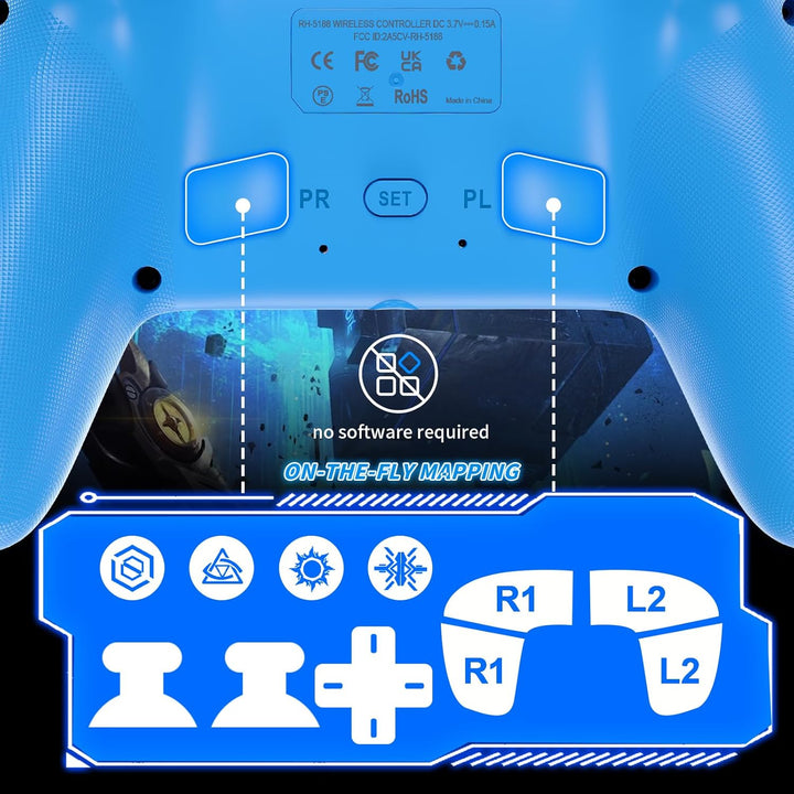 Dinosoo RGB Wireless Controller for PS5\/PlayStation 5 PC, Bluetoot...