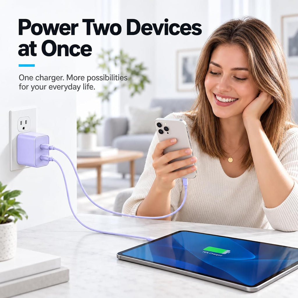 Cargador tipo C súper rápido para Samsung, cargador USB C de doble puerto