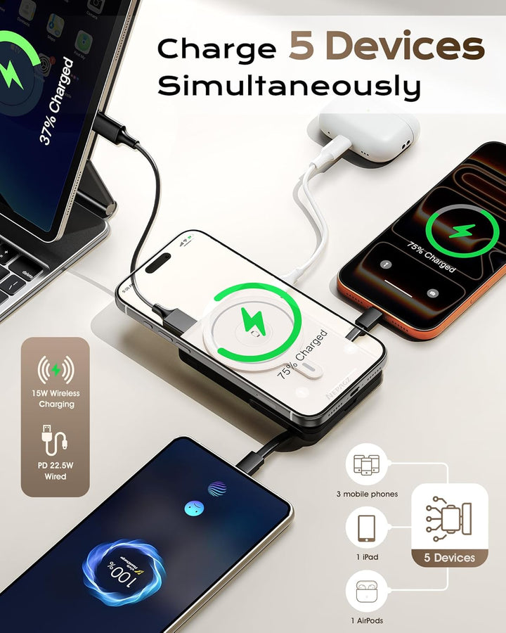 Nepagz Cargador portátil Magsafe, banco de energía magnético de 100...