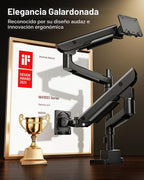 monTEK Brazo Dual Ultrawide para Monitores de 17-57" Pantallas, USB, Negro